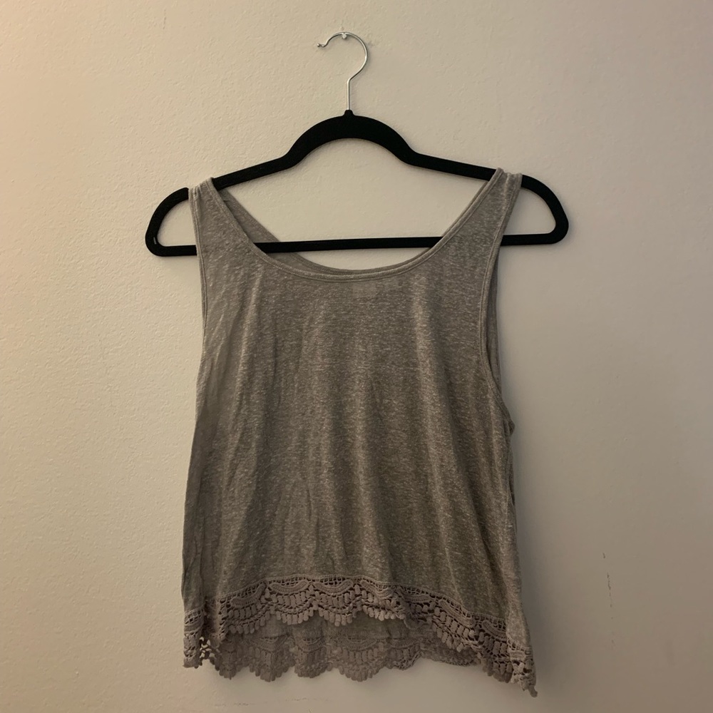 BP gray tank top with lace detail